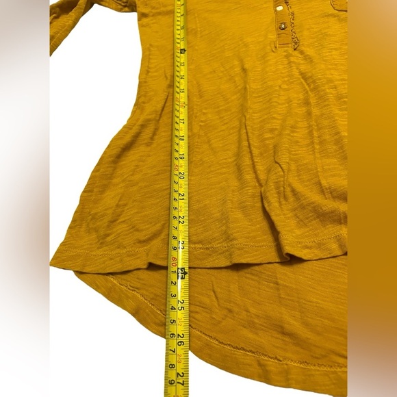 Anthropologie Mustard Yellow Mini Ruffle Neck Long Sleeve Top Sz S - Picture 6 of 8
